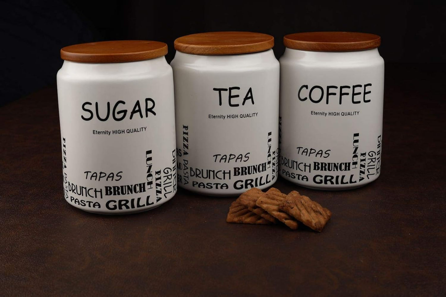 3-Piece White Coffee, Tea & Sugar Canister Set