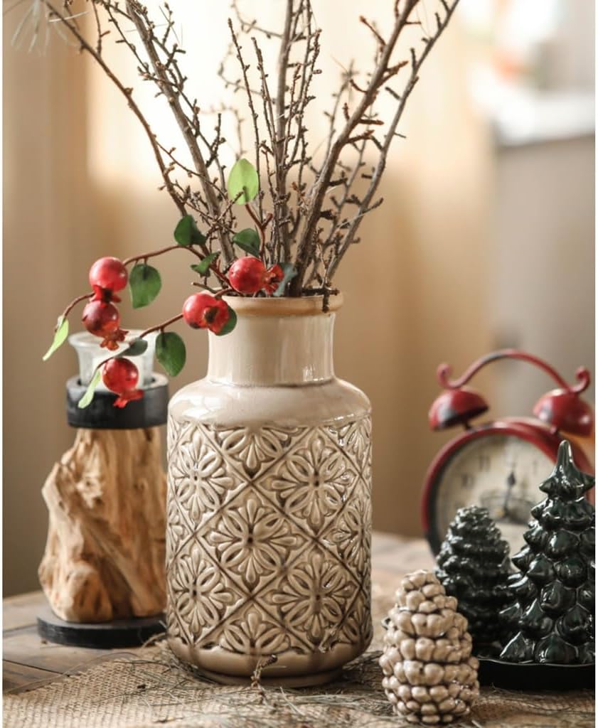 Embossed Ceramic Vase – 26cm