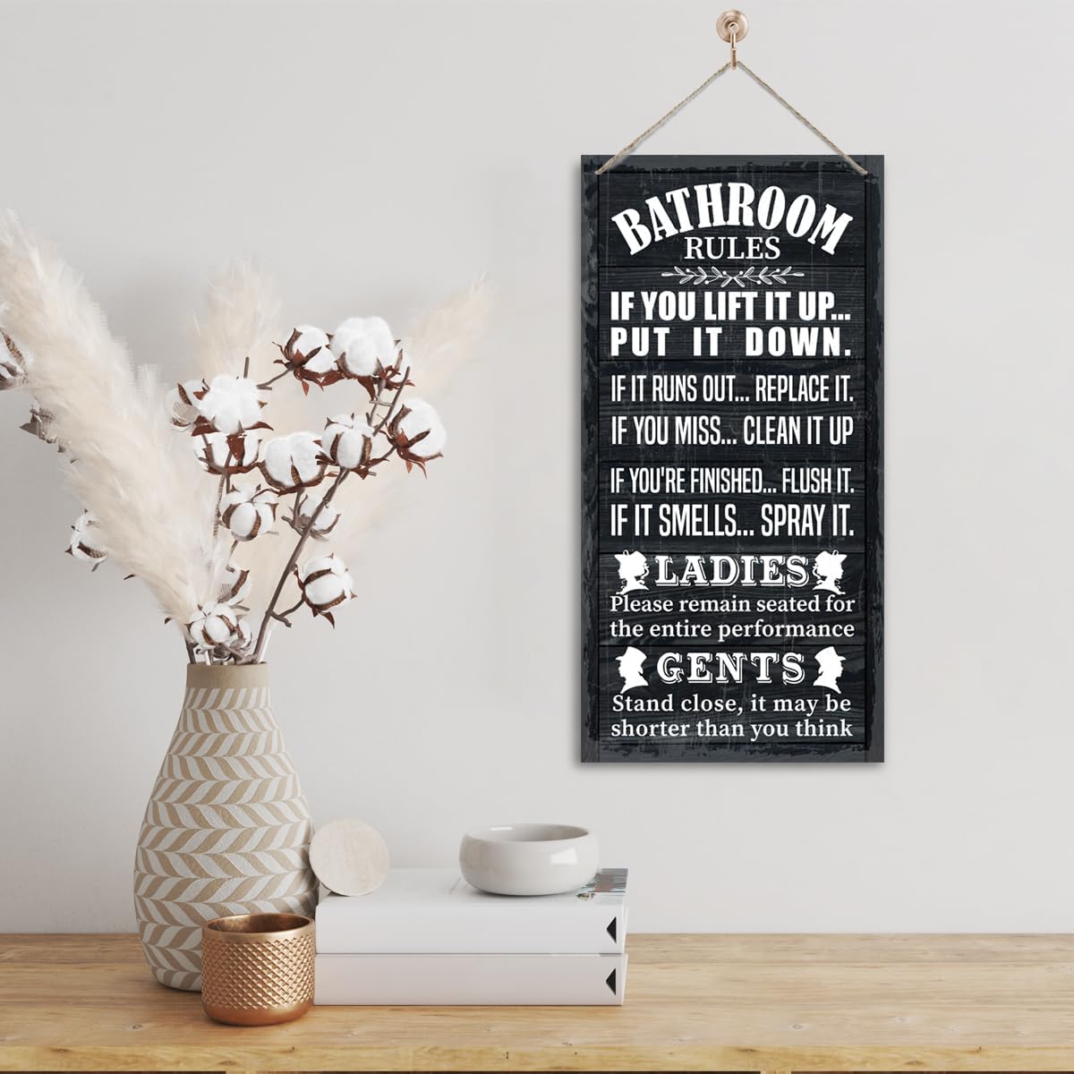 Humorous Toilet Rules Hanging Sign – Assorted Designs