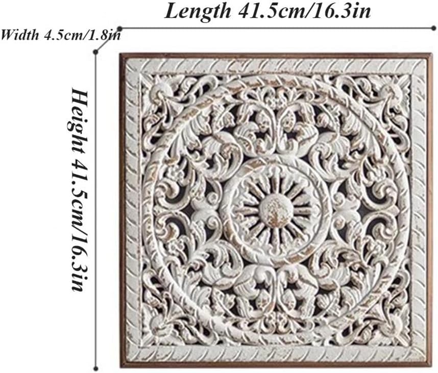 Hand-Carved Floral Mandala Wall Frame (41.5*4.5*41.5)