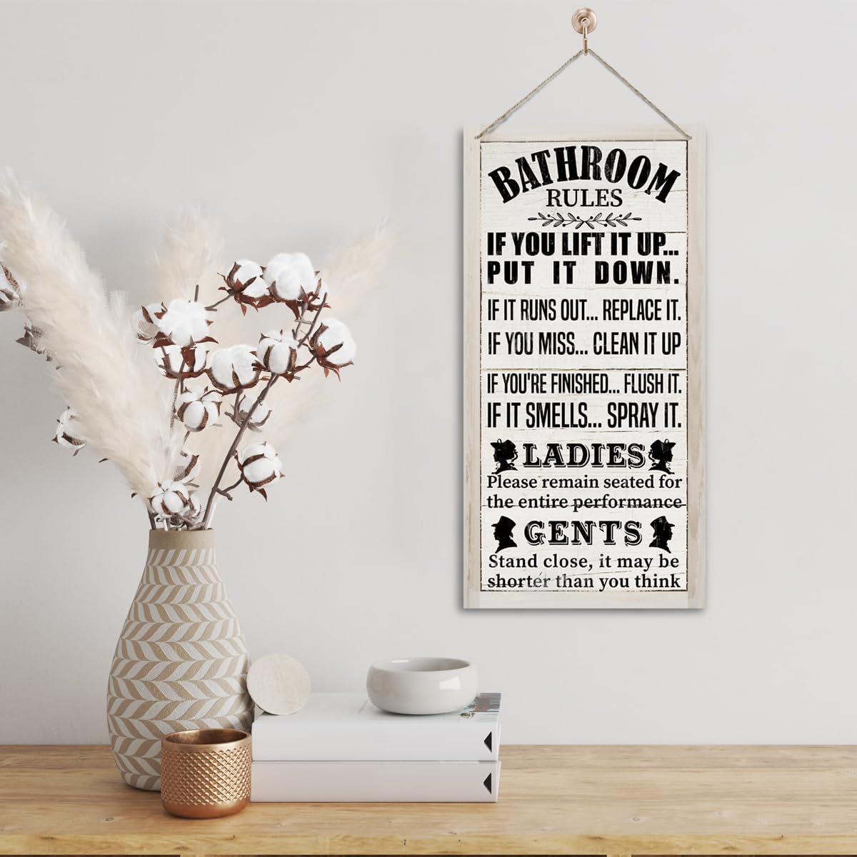 Humorous Toilet Rules Hanging Sign – Assorted Designs