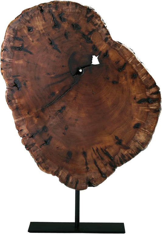 Natural Wood Abstract Sculpture on Stand