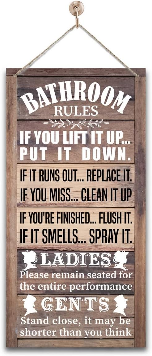 Humorous Toilet Rules Hanging Sign – Assorted Designs
