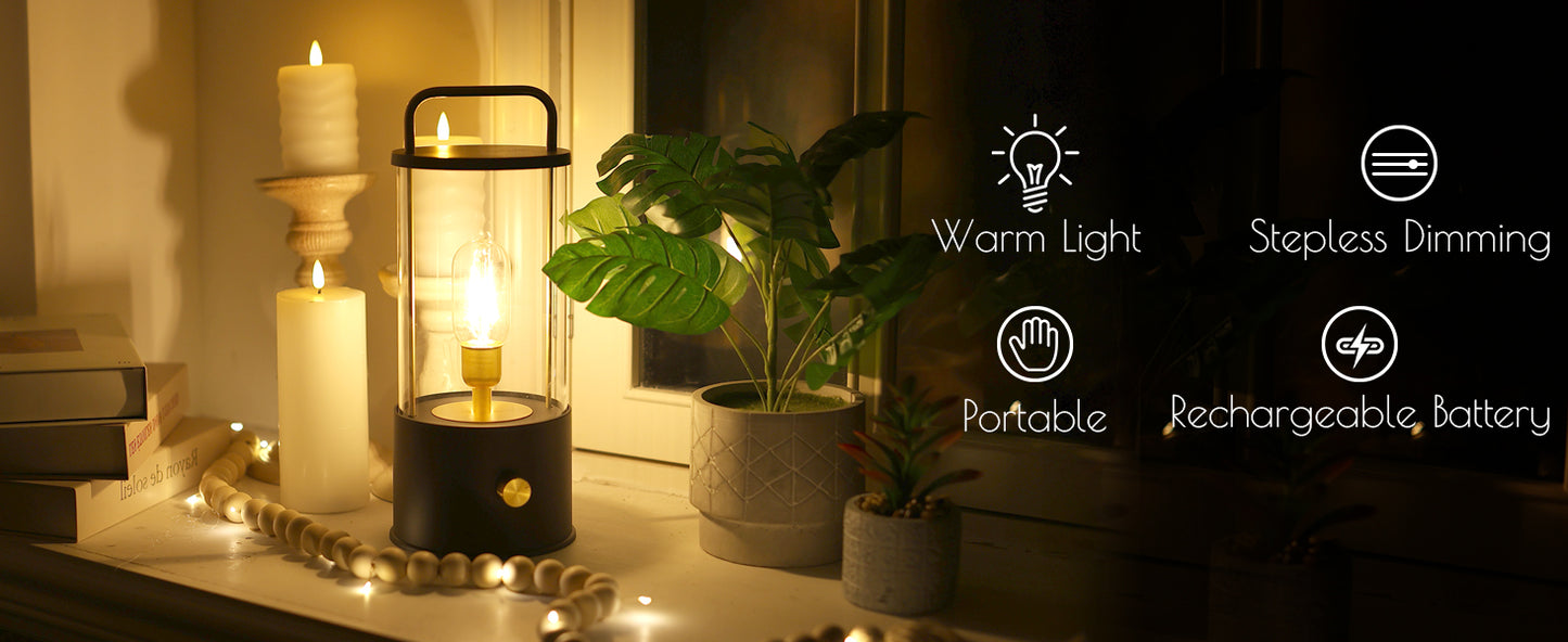 Modern Industrial Lantern-Style Table Lamp