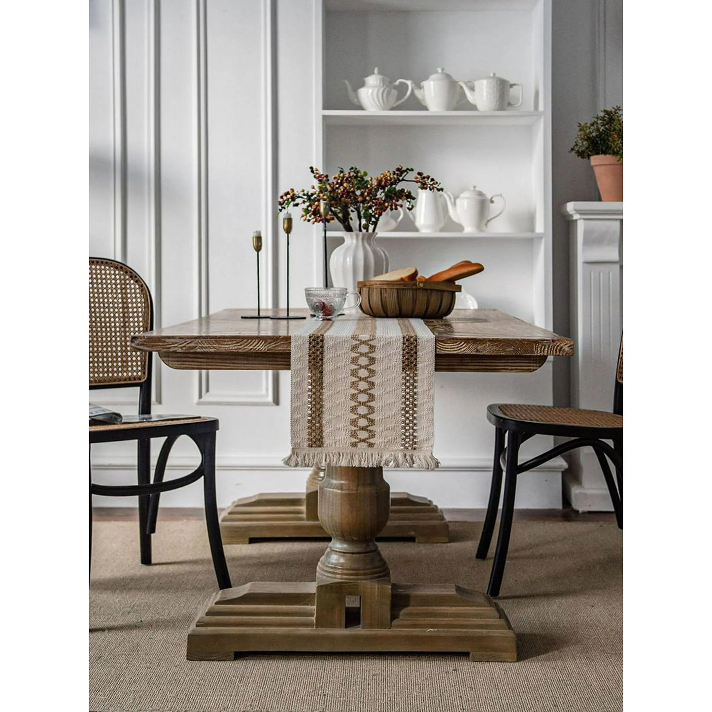 Woven Cotton & Jute Table Runner – Natural Tones