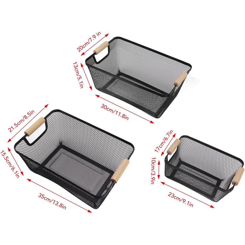Black Metal Mesh Storage Baskets