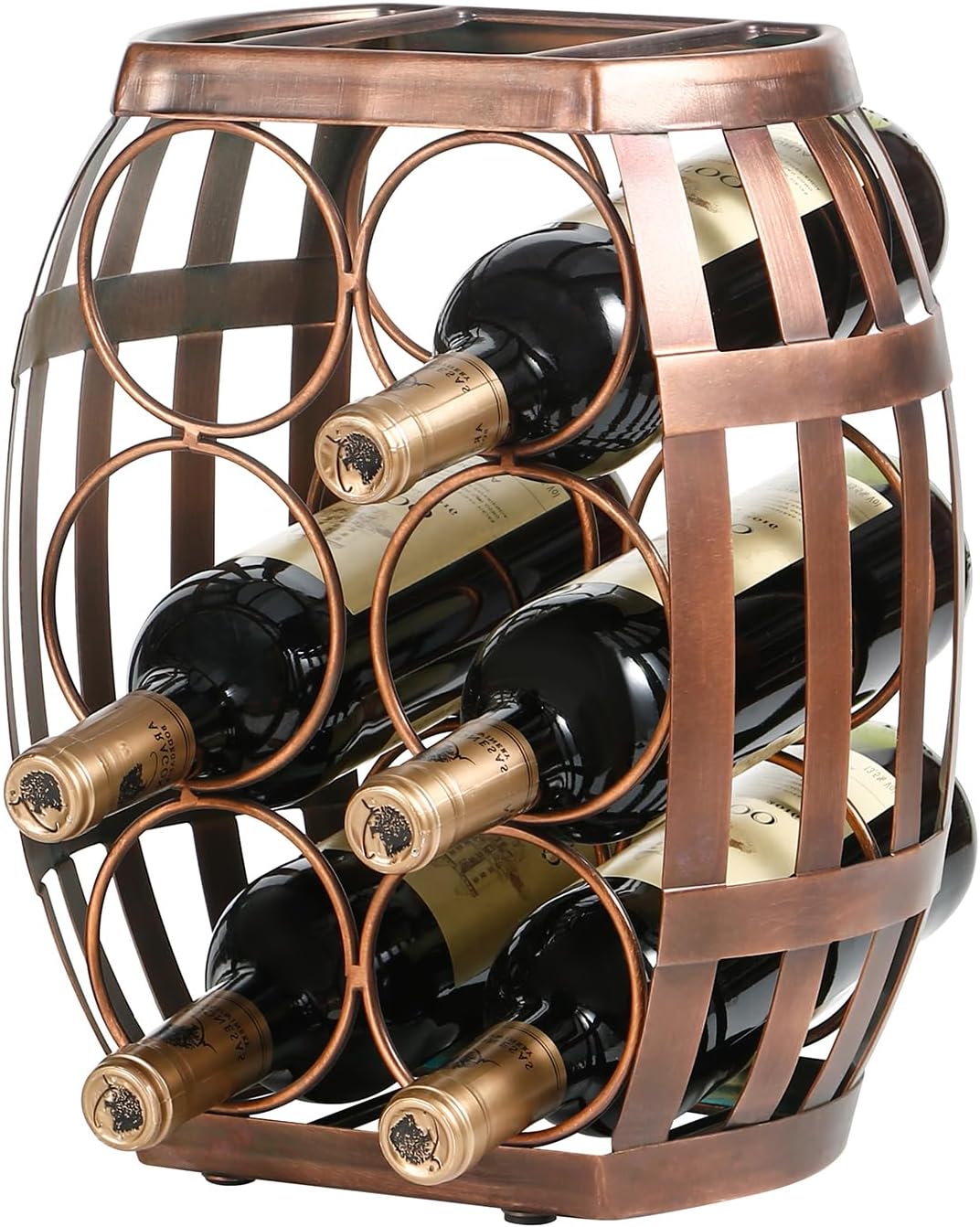 Barrel-Style Metal Wine Rack