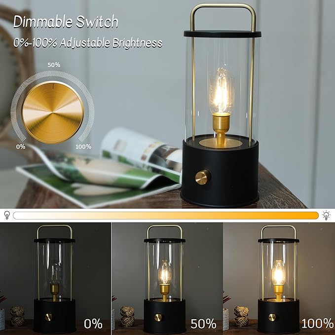 Modern Industrial Lantern-Style Table Lamp