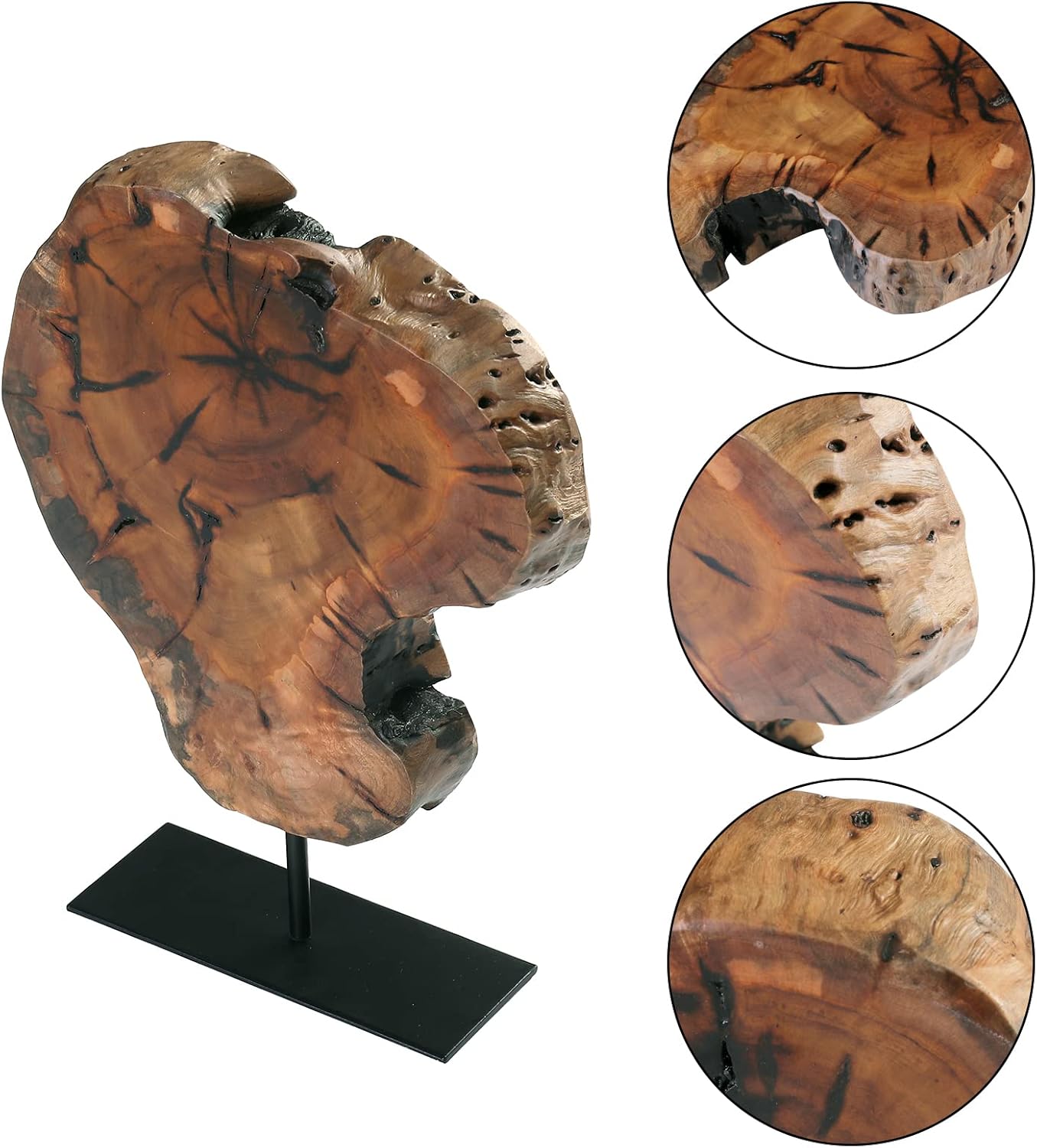 Natural Wood Abstract Sculpture on Stand