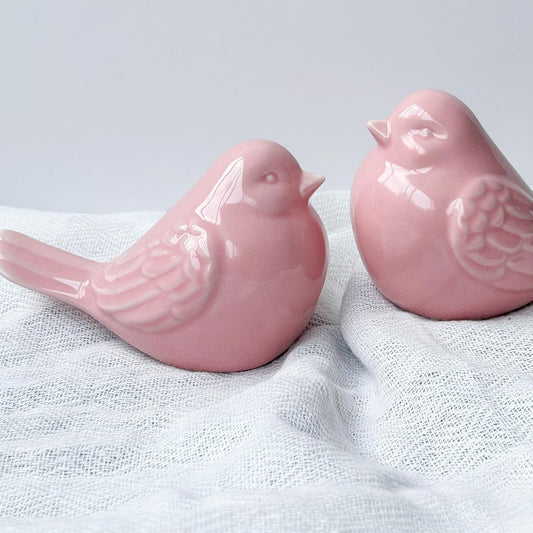 French Garden Cottage Porcelain Pink Bird Figurine