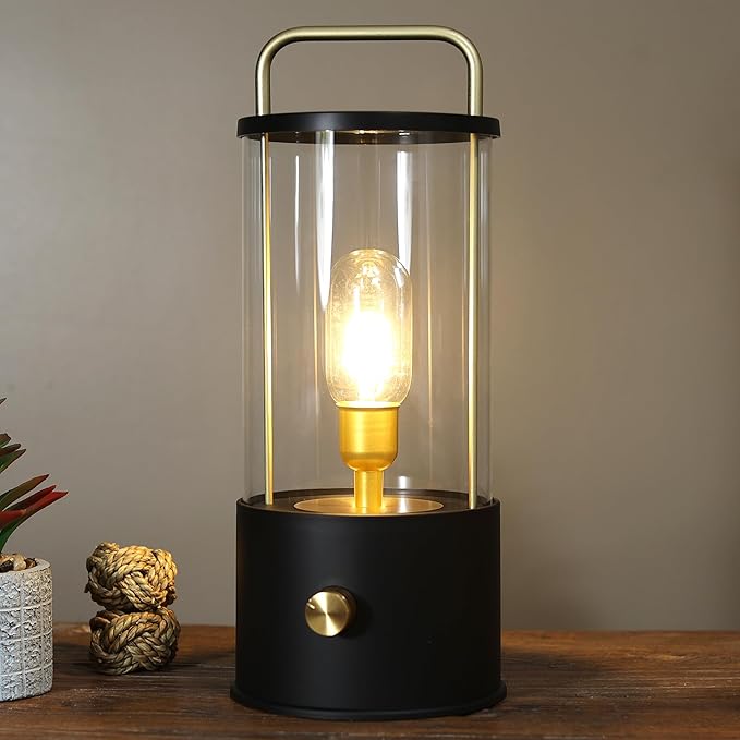 Modern Industrial Lantern-Style Table Lamp