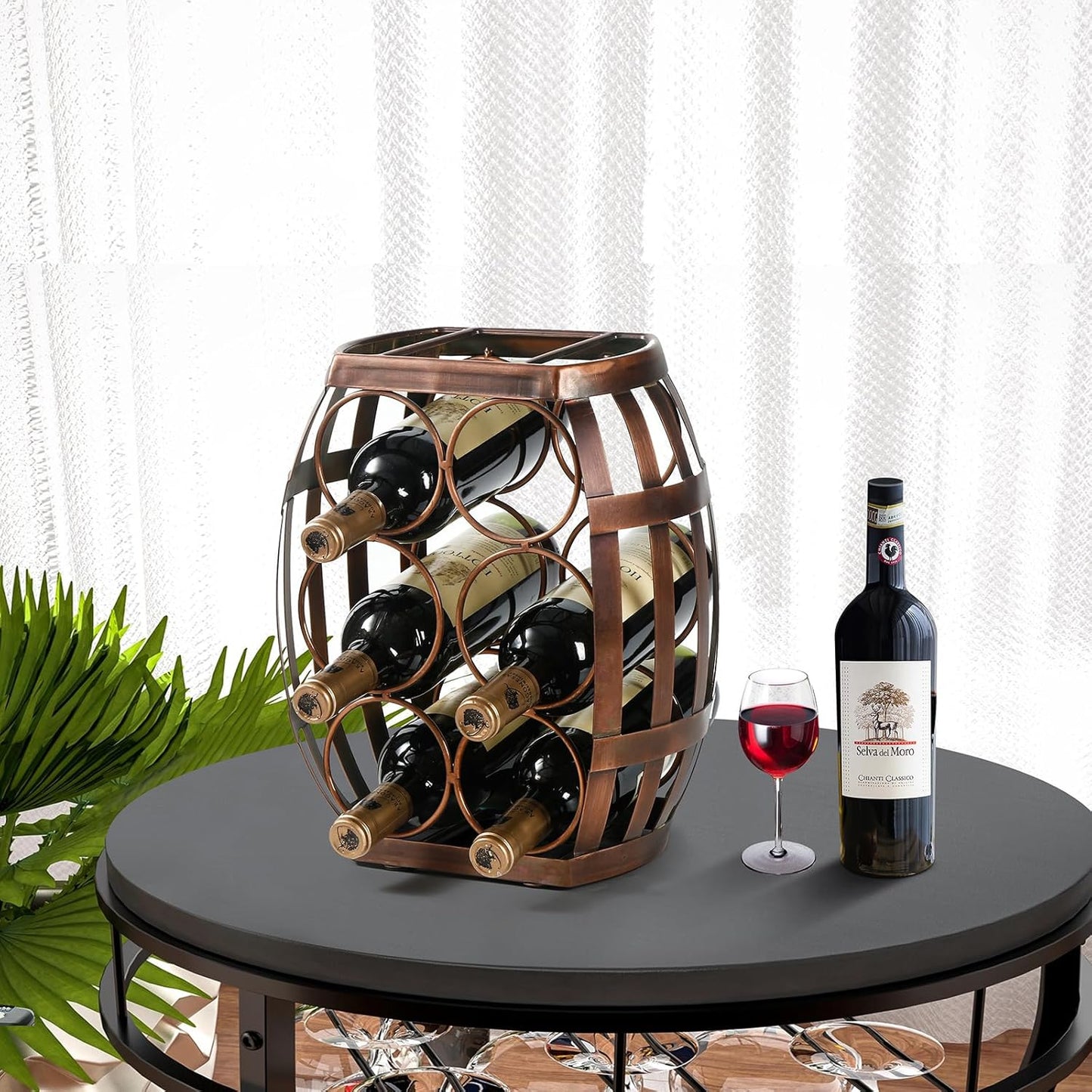 Barrel-Style Metal Wine Rack