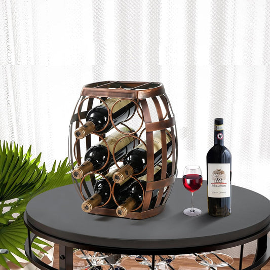 Barrel-Style Metal Wine Rack