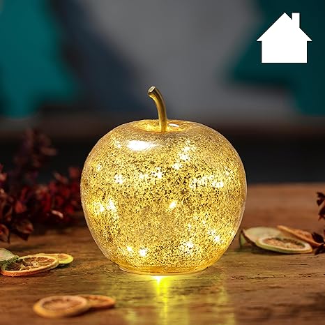 Crackled Glass Apple-Shaped LED Light Decor