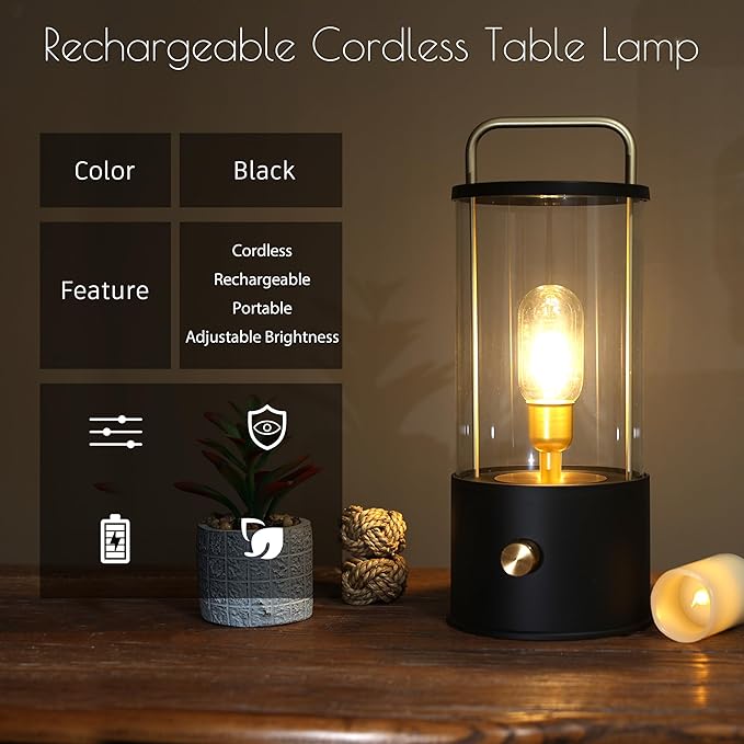 Modern Industrial Lantern-Style Table Lamp