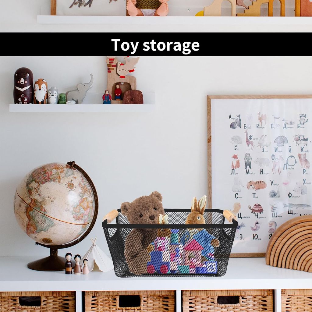 Black Metal Mesh Storage Baskets