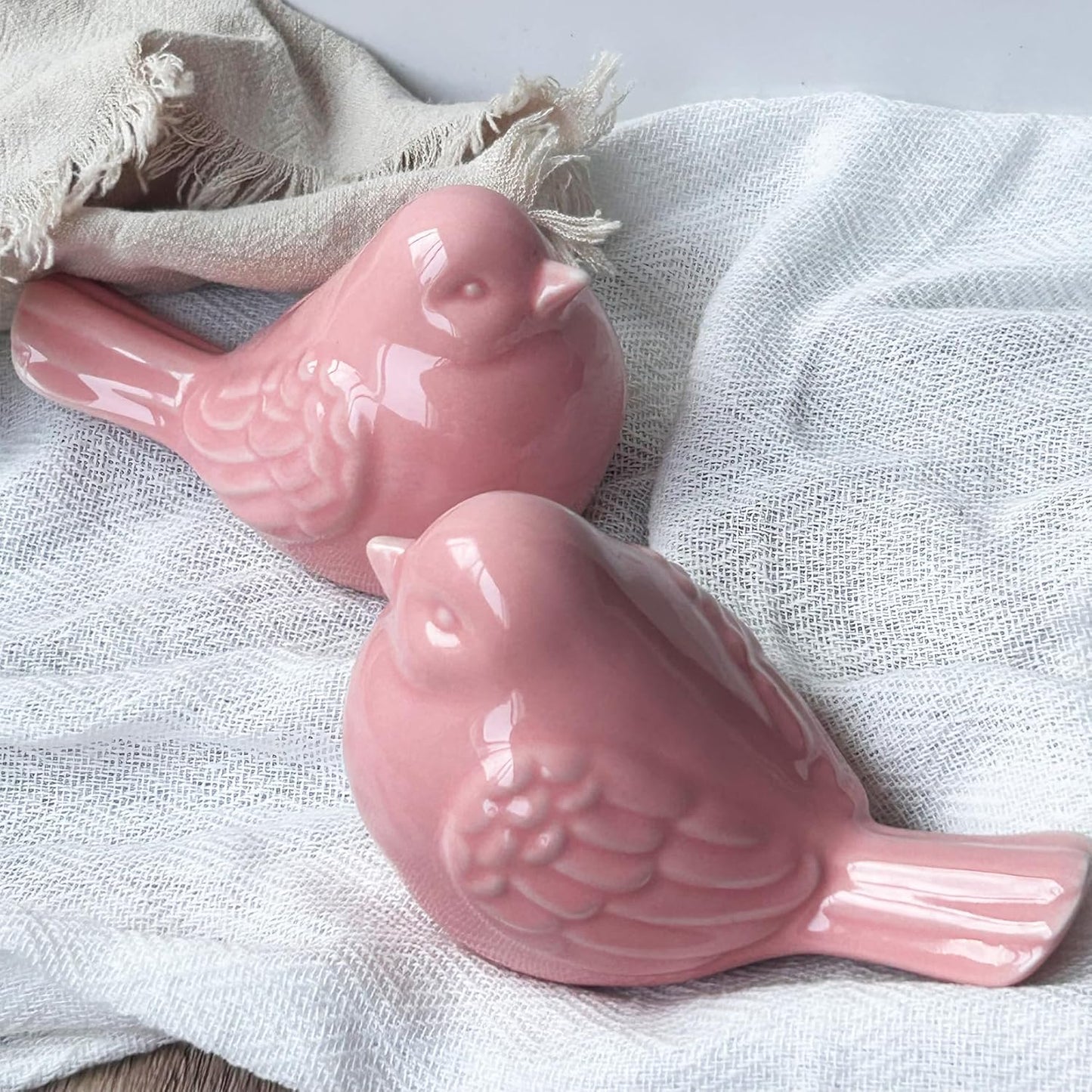 French Garden Cottage Porcelain Pink Bird Figurine