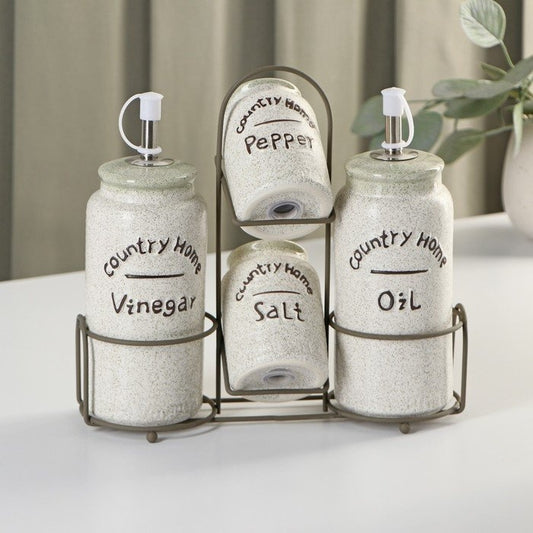 Country Home Oil, Vinegar, Salt & Pepper Set