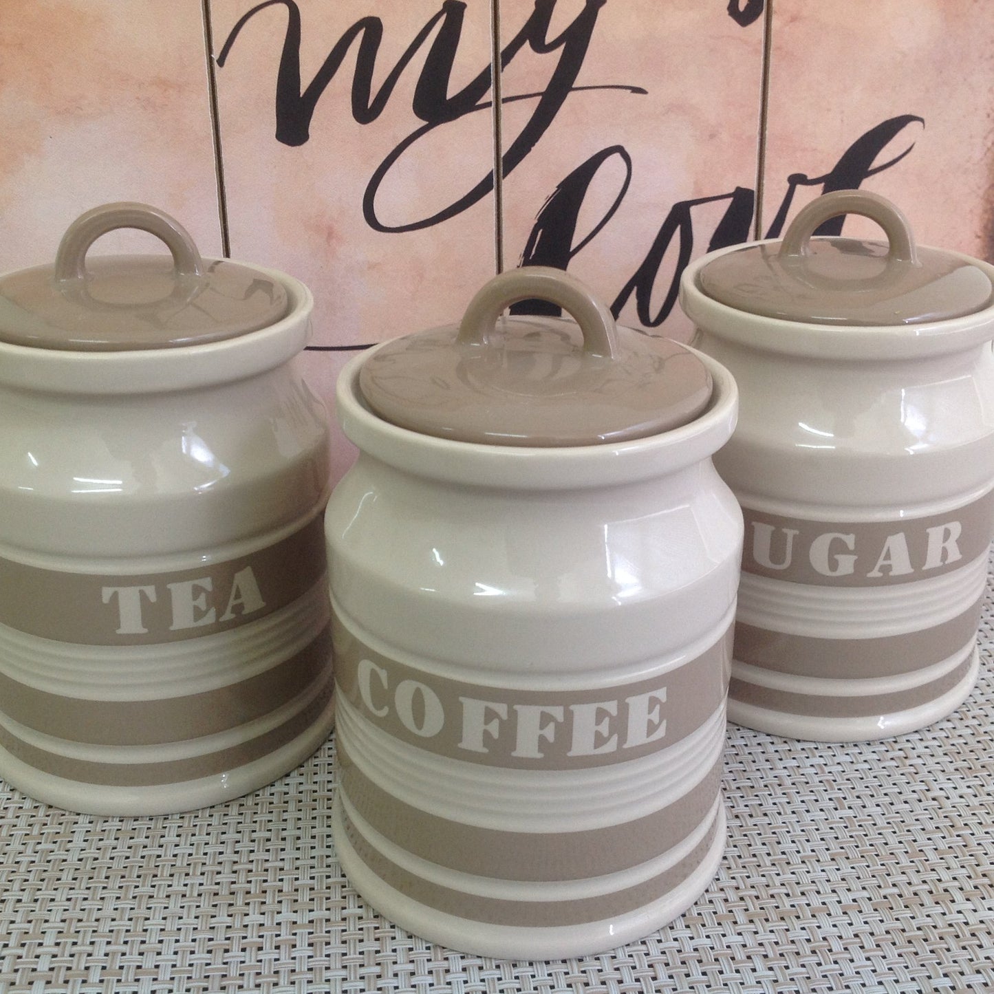 Ceramic Canister Set – Coffee, Tea & Sugar