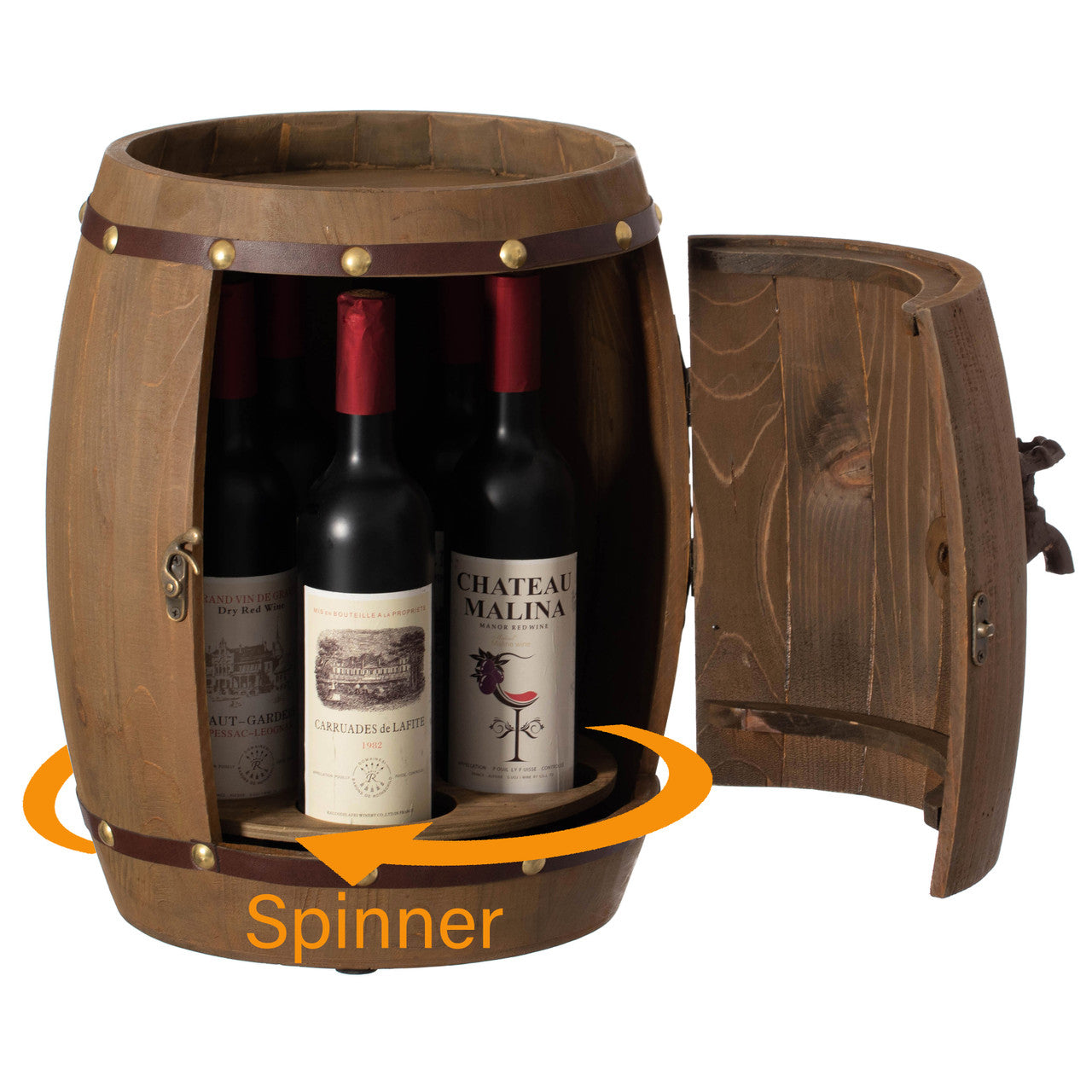 Rotating Wooden Barrel Wine Rack