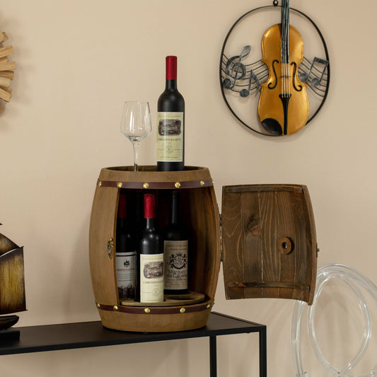 Rotating Wooden Barrel Wine Rack