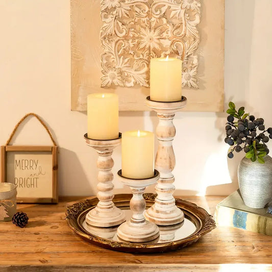 Rustic Cream Candle Holder - large size