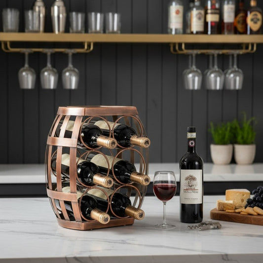 Barrel-Style Metal Wine Rack