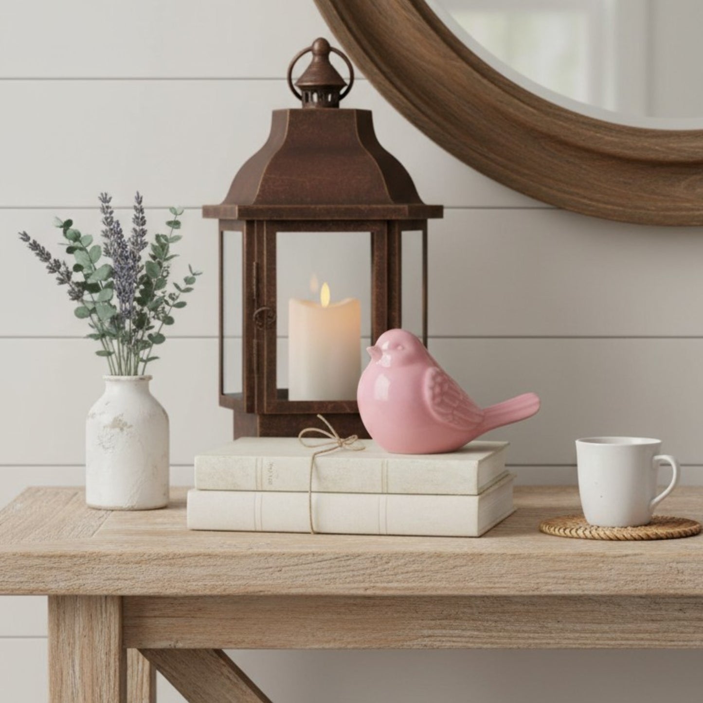 Blush Pink Ceramic Bird