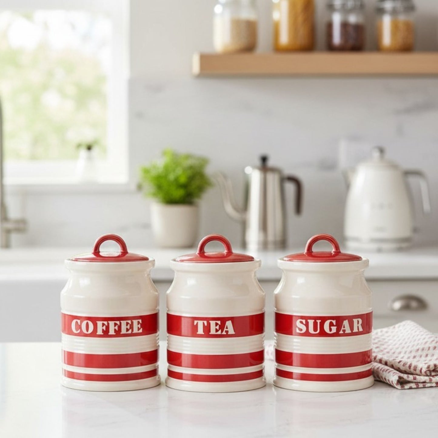 Ceramic Canister Set – Coffee, Tea & Sugar