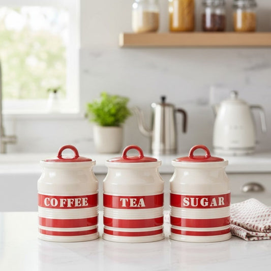 Ceramic Canister Set – Coffee, Tea & Sugar
