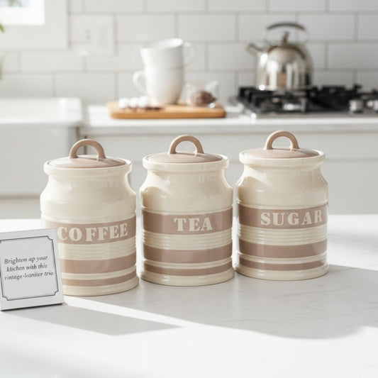 Ceramic Canister Set – Coffee, Tea & Sugar