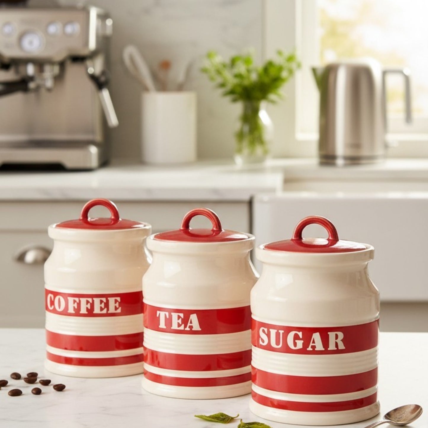 Ceramic Canister Set – Coffee, Tea & Sugar