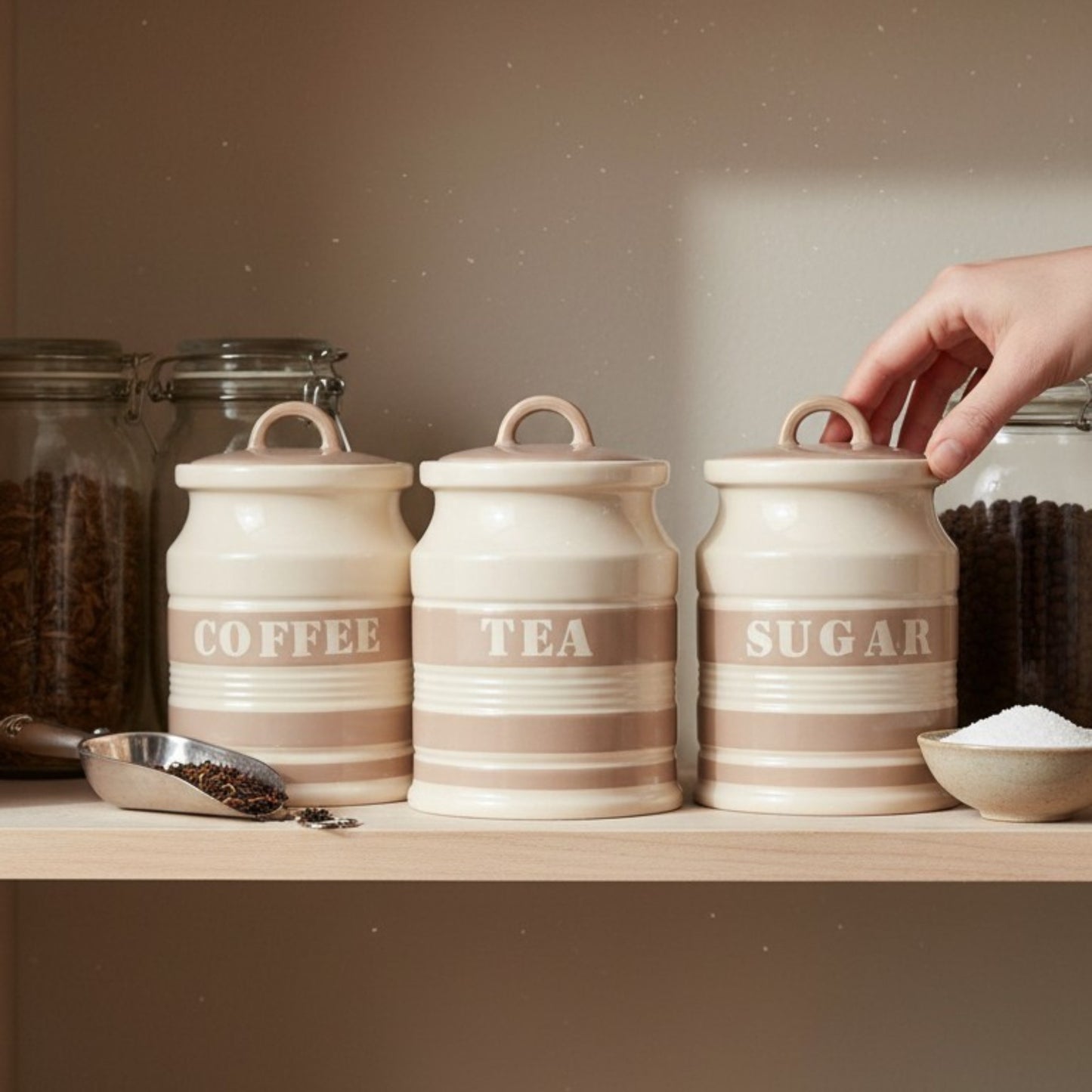 Ceramic Canister Set – Coffee, Tea & Sugar