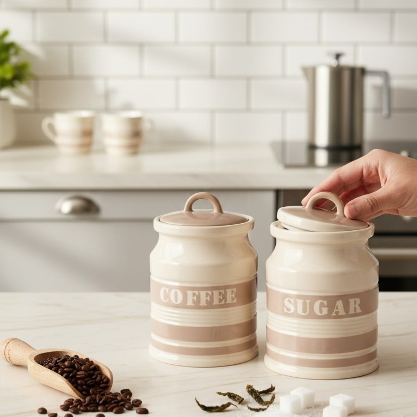 Ceramic Canister Set – Coffee, Tea & Sugar