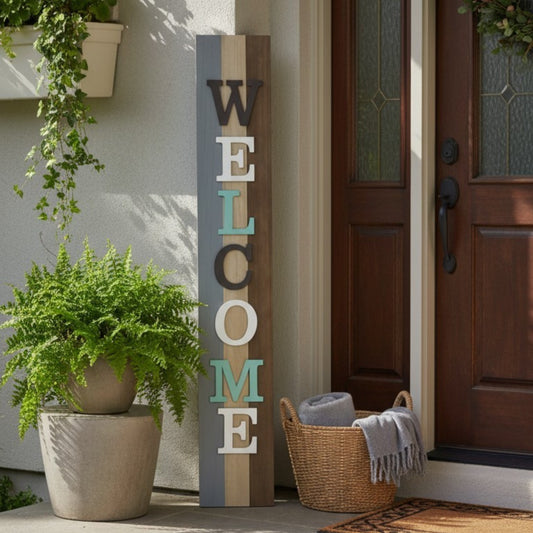 Colorful Vertical Welcome Porch Sign