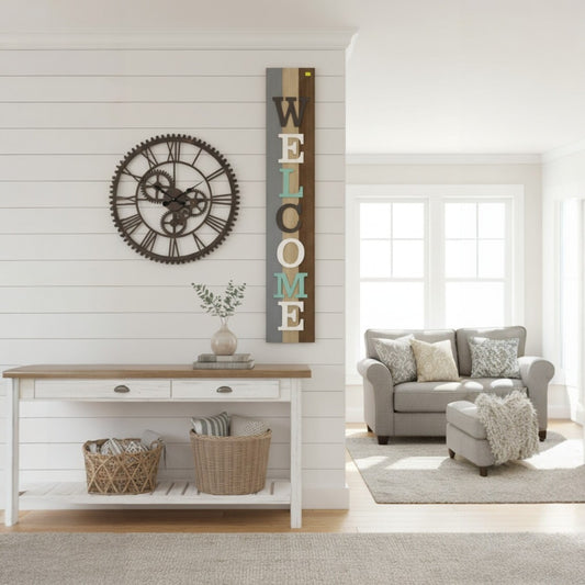 Colorful Vertical Welcome Porch Sign