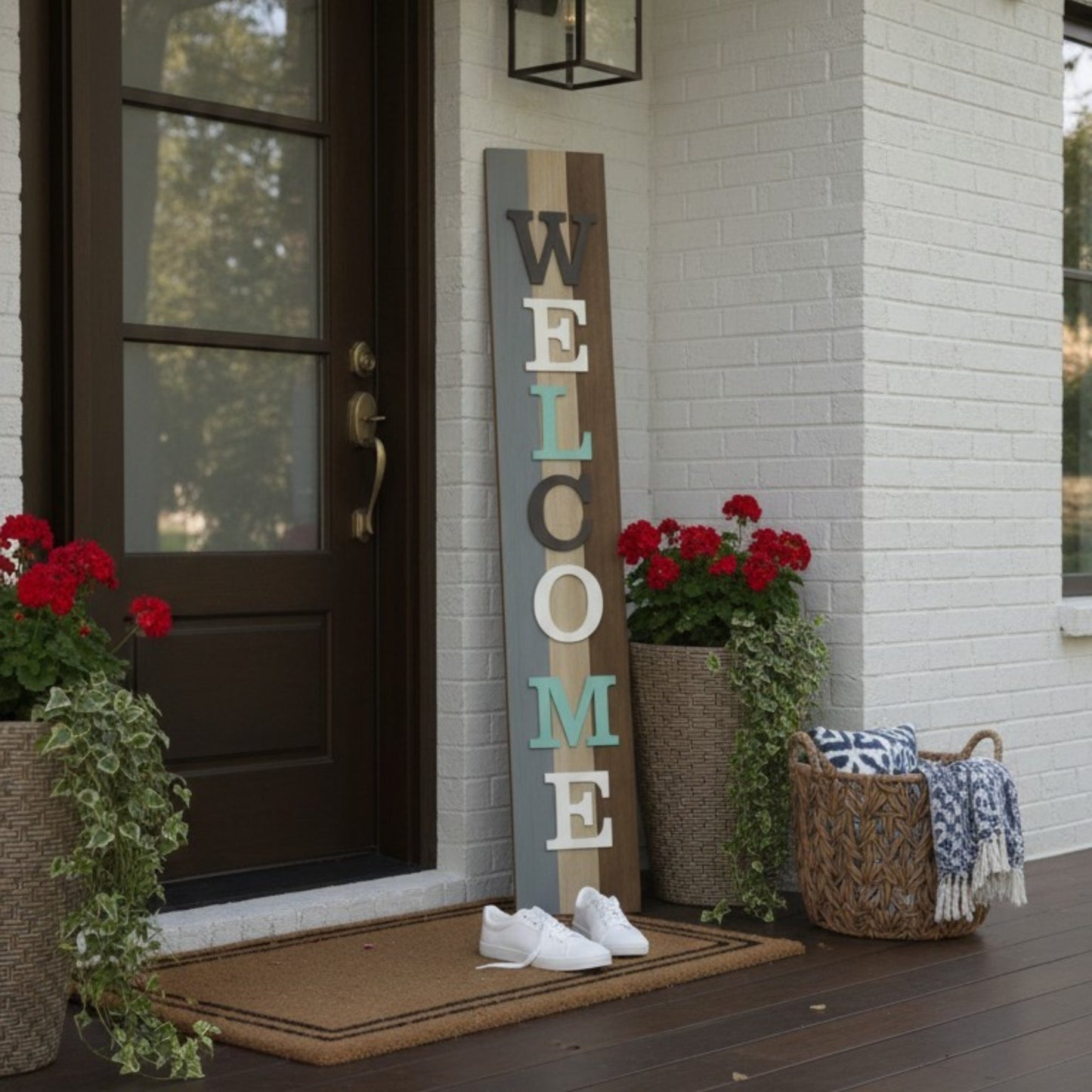 Colorful Vertical Welcome Porch Sign