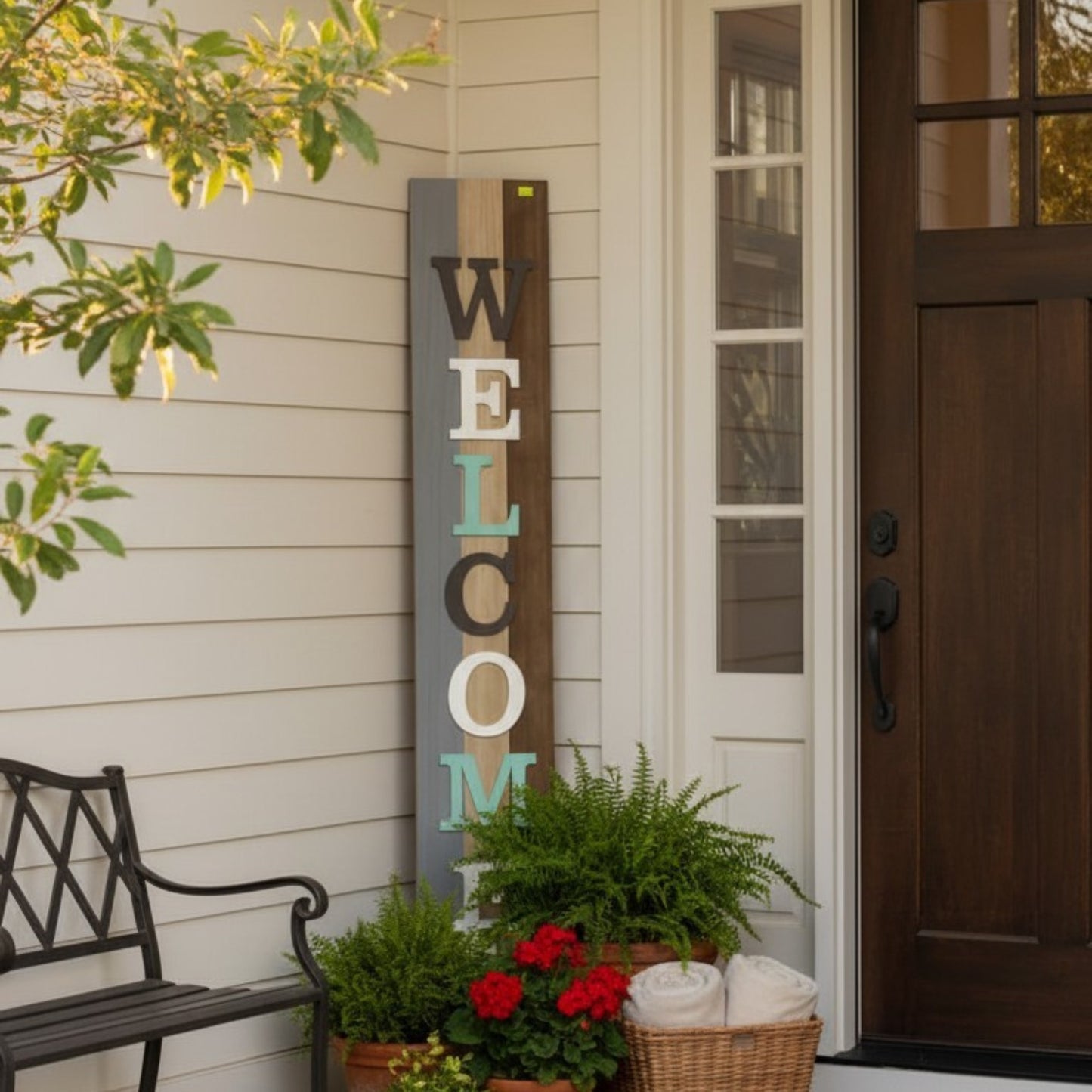 Colorful Vertical Welcome Porch Sign