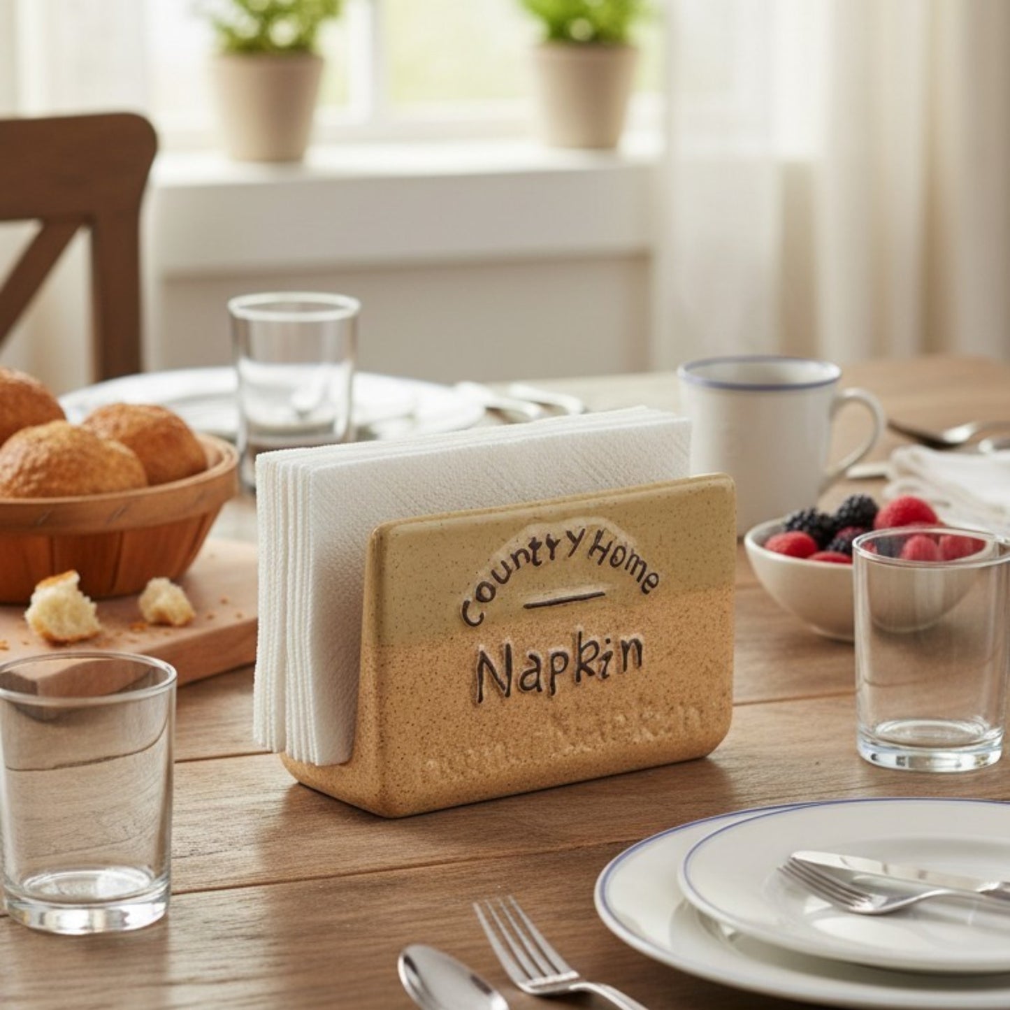 Country Home Ceramic Napkin Holder