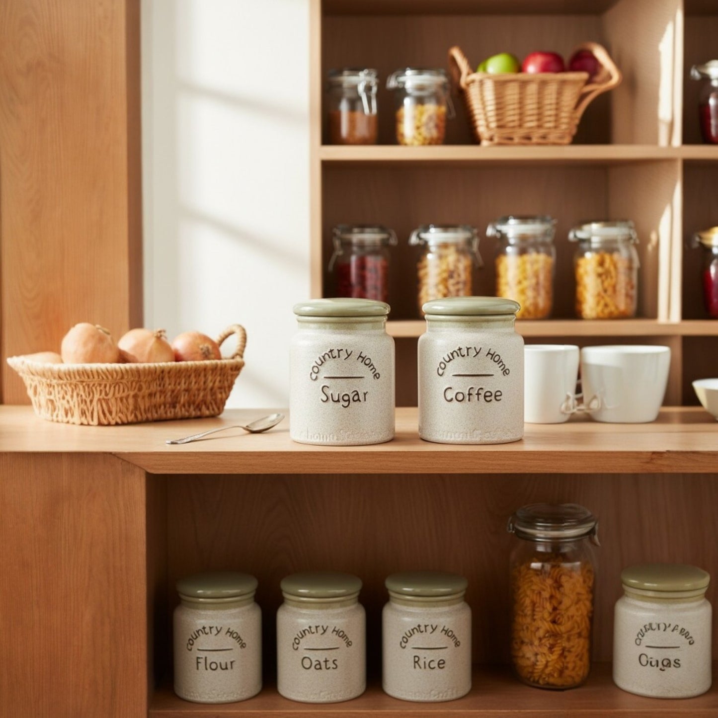 Country Home Ceramic Storage Jar Set – Tea, Coffee & Sugar
