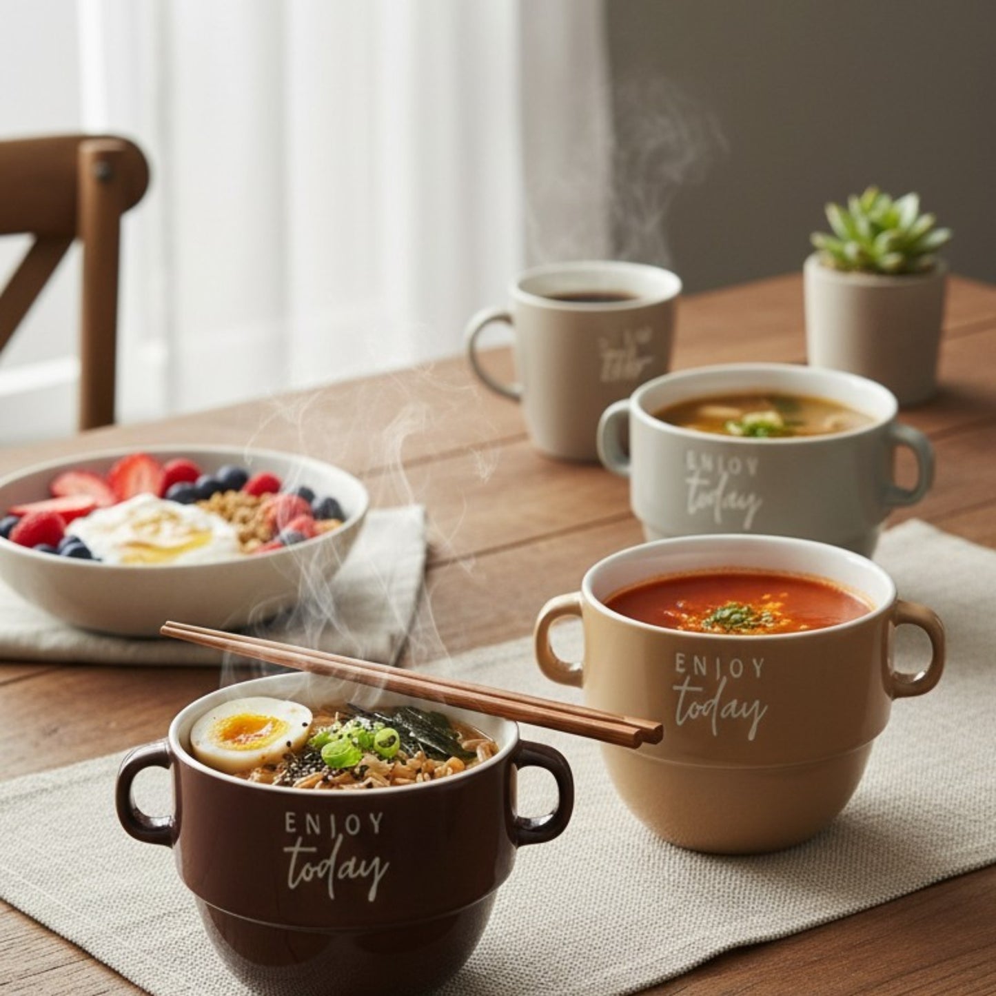 Double Handle Ceramic Soup Bowl