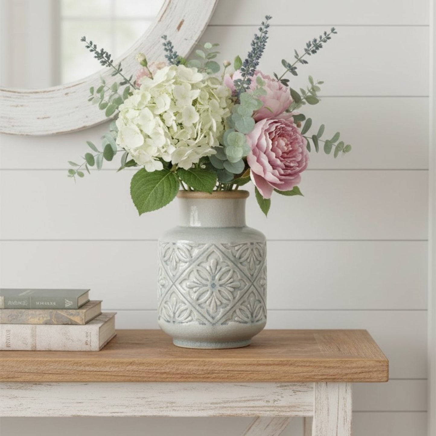 Embossed Ceramic Decorative Vase - 21cm
