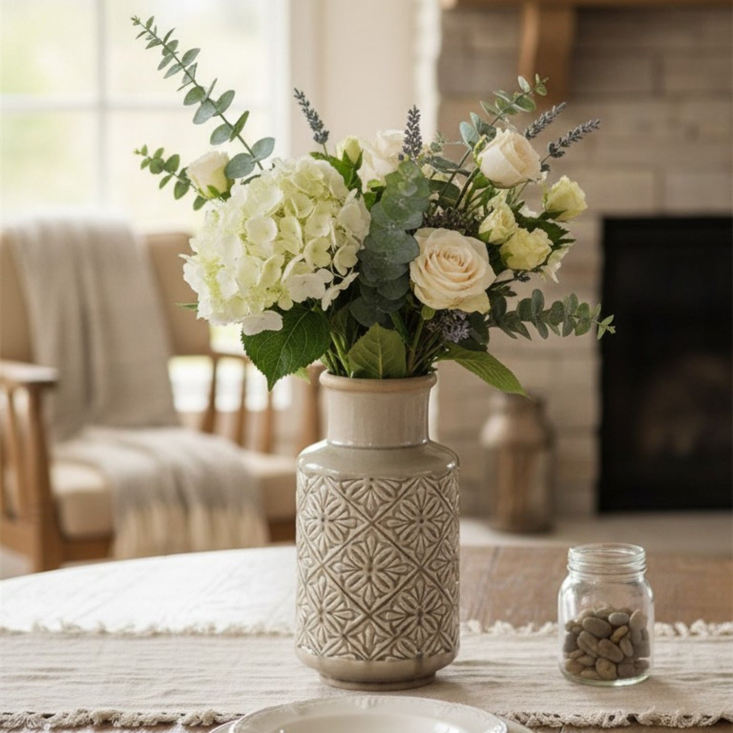 Embossed Ceramic Vase – 26cm