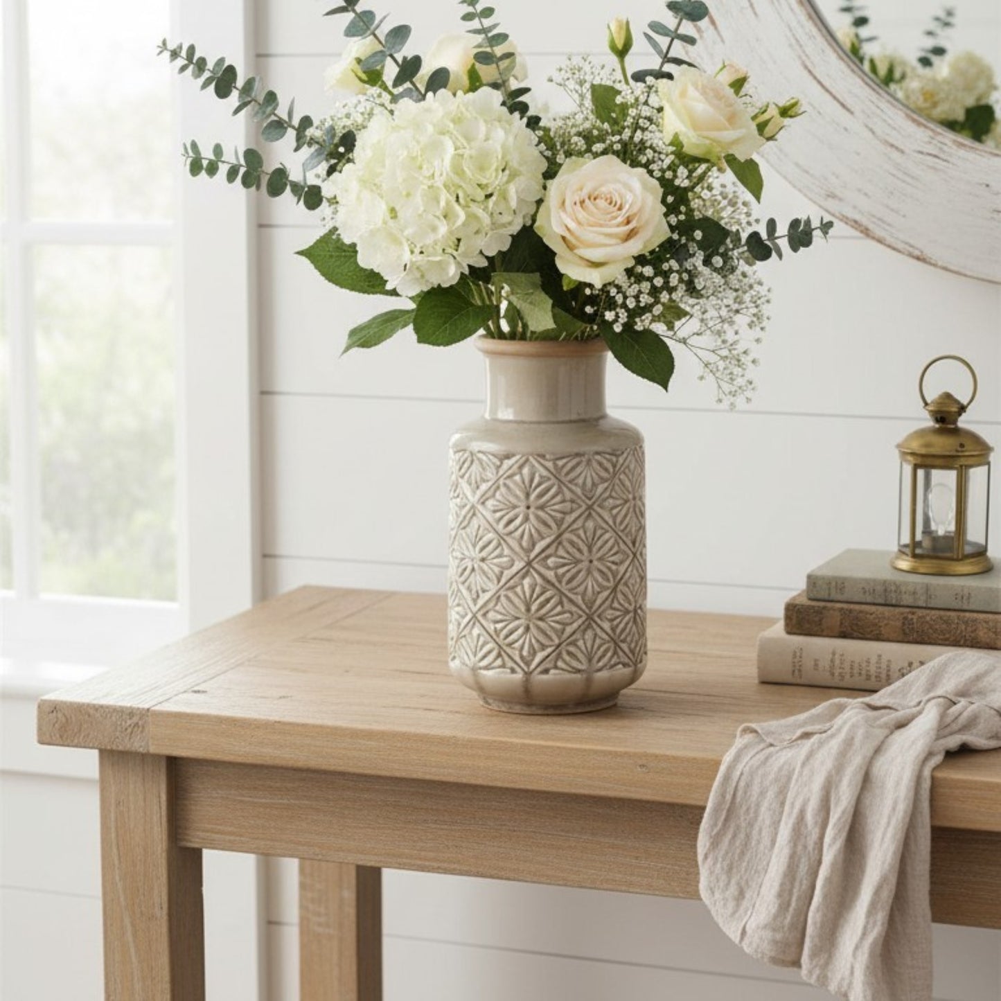 Embossed Ceramic Vase – 26cm