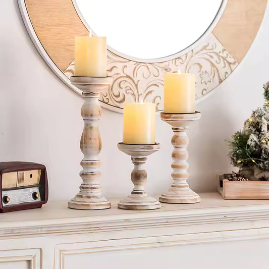 Rustic Cream Candle Holder - medium size