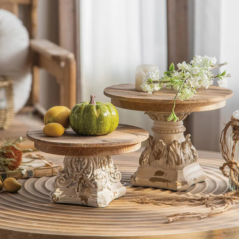 Decorative Wooden Pedestal Stand - Roman Style