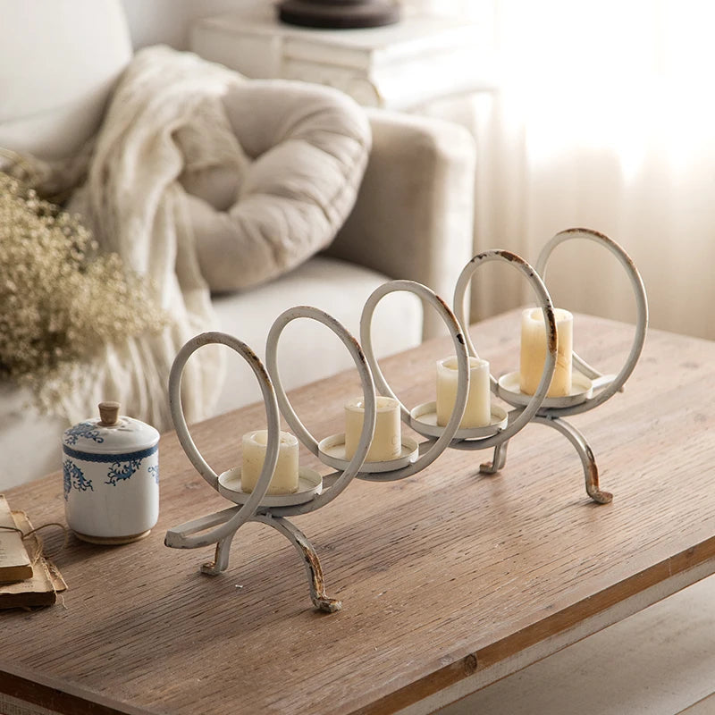 Vintage Loop Iron Candle Holder – 4-Tier Votive Stand