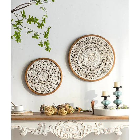 Large Round Carved Wall Panel