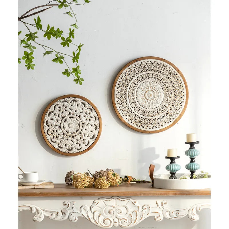 Small Round Carved Wall Panel