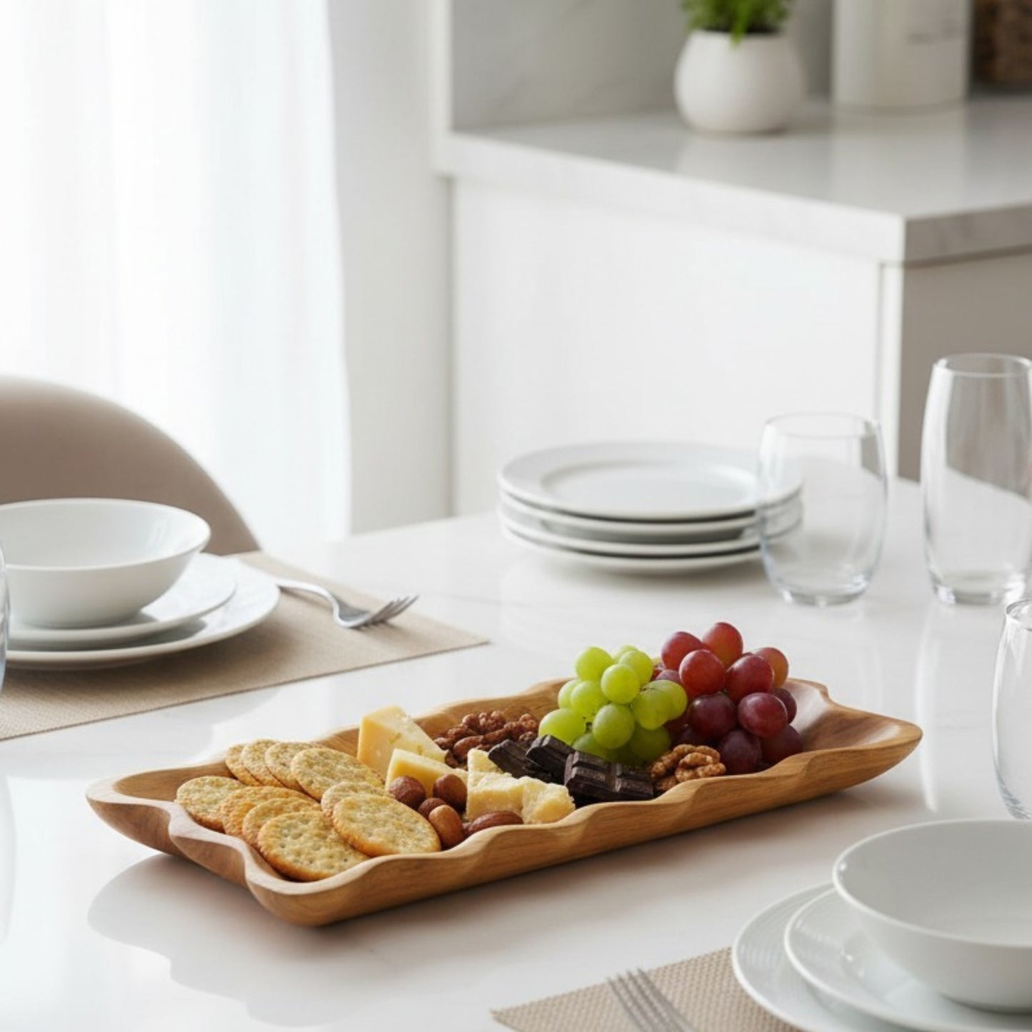 Handcrafted Wavy Edge Wooden Tray